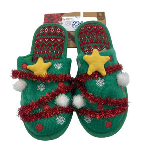 Dearfoam Unisex‎ Men's 7-8 Women's 9-10 Christmas Slippers New